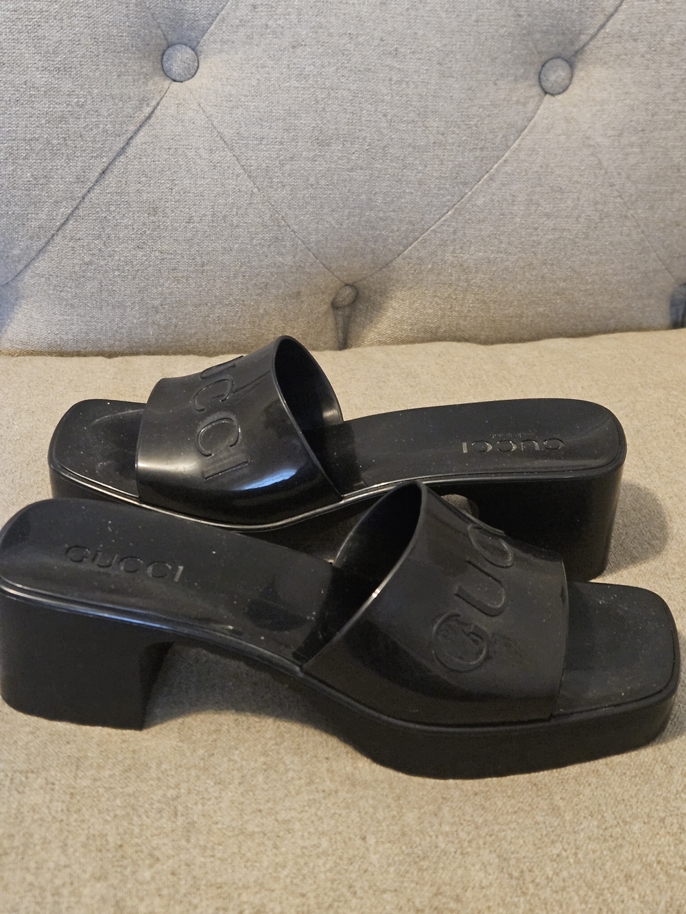 Gucci Black Platform Slide Sandals